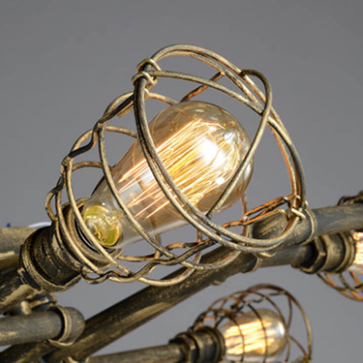 RustiBeam Industrielle Vintage Deckenleuchte | 4/6/8 Lichter | Wasserrohr-Design aus Eisen