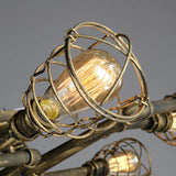 RustiBeam Industrielle Vintage Deckenleuchte | 4/6/8 Lichter | Wasserrohr-Design aus Eisen