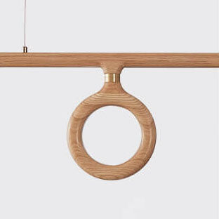 KuroLume LED Holzleuchter | Japanisches Design | Moderner Holzstreifen-Kronleuchter | Warmweiß & Kaltweiß