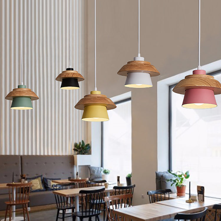 LunaDisc Moderne Pendelleuchte | Minimalistisches Design | Holz & Metall | Wohnraumbeleuchtung