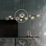 GlintSphere Elegante Glas Pendelleuchte | Magische Bohnenform | 7/10-Licht Island-Leuchte