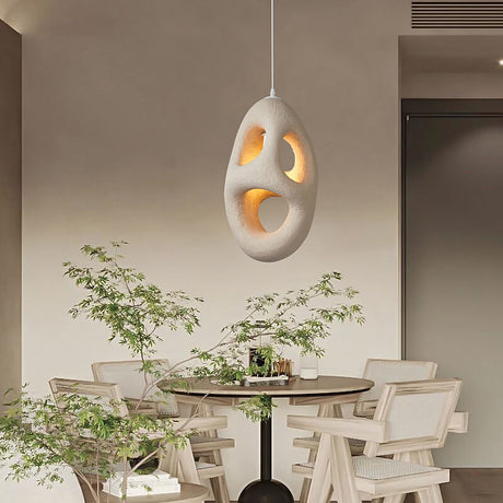 Resinoid Wabi-Sabi Pendelleuchte | Geometrisches Kreisdesign | Japanischer Stil | Einzigartige Beleuchtung
