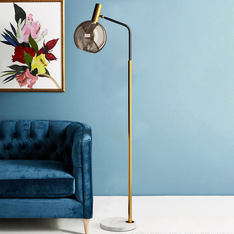 Illureva Nordic Minimalistische Stehlampe | Glaskuppel | Marmorsockel | 1-Licht Design | Eleganz für Wohnzimmer & Büros