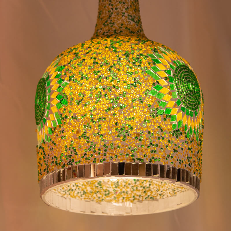 LumaFrost Pendelleuchte | Modernes Kreatives Design | Flaschenform aus Buntglas | LED Hängelampe