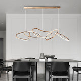 LuxeHalo Nordic LED Kronleuchter | Edelstahl Rund | Dimmbar | Esszimmer & Wohnräume