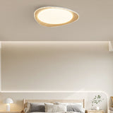 PebbleLuxe Minimalistische LED Deckenleuchte | Holzoptik | Flaches Design | Dimmbare Beleuchtung
