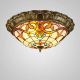 Tiffanara Runde LED Deckenleuchte | Buntglasdesign | Vintage-Stil | Warmes & Weißes Licht