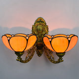 VitraBlume Mediterrane Wandleuchte | Handgefertigtes Buntglas | 2 Lichter | Dekorative Beleuchtung für Wohnzimmer
