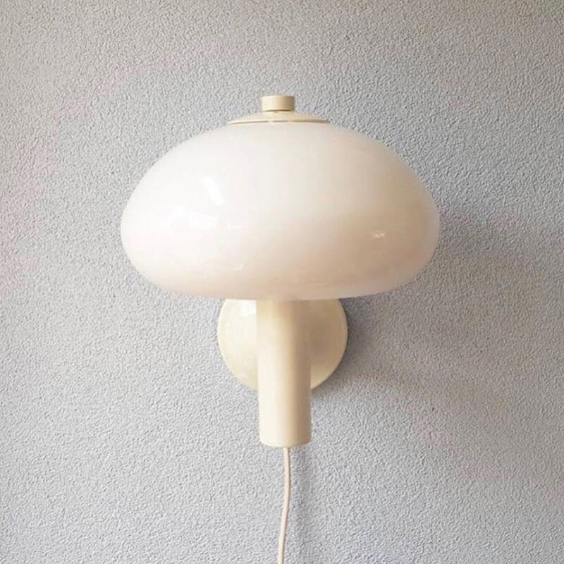 LumiMushroom Nordic Vintage Wandleuchte | Milchglas-Kuppel | Pilz-Design | 1-flammig | Dekorative Beleuchtung