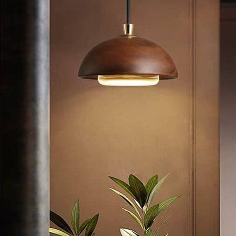 LumoDome Nordic Design Holz-Glas Pendelleuchte | Minimalistisch | LED Beleuchtung | Dekorative Hängeleuchte