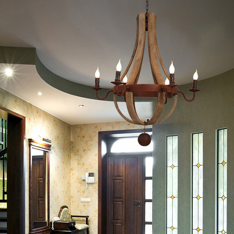 RustiLuxe Runde Ast-Kerzenhalter Holz-Eisen Kronleuchter | 5/6/8 Lichter | Landhausstil