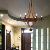 RustiLuxe Runde Ast-Kerzenhalter Holz-Eisen Kronleuchter | 5/6/8 Lichter | Landhausstil