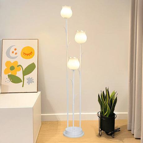 Fiorenza Stehlampe | Skandinavisches Design | Zylindrische Blütenform | 3-flammige Beleuchtung für Wohnzimmer