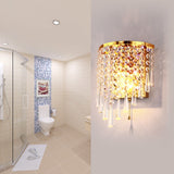 LuxeRadii Kristall Wandleuchte | Halbrunde Luxuslampe | Edelstahl & Perlen Design | 1-Licht Wandbeleuchtung