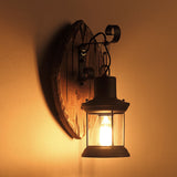RustiLight Vintage Holz Wandlampe | Eisen-Schirm | Bauernhaus-Stil | Perfekt für Esszimmer