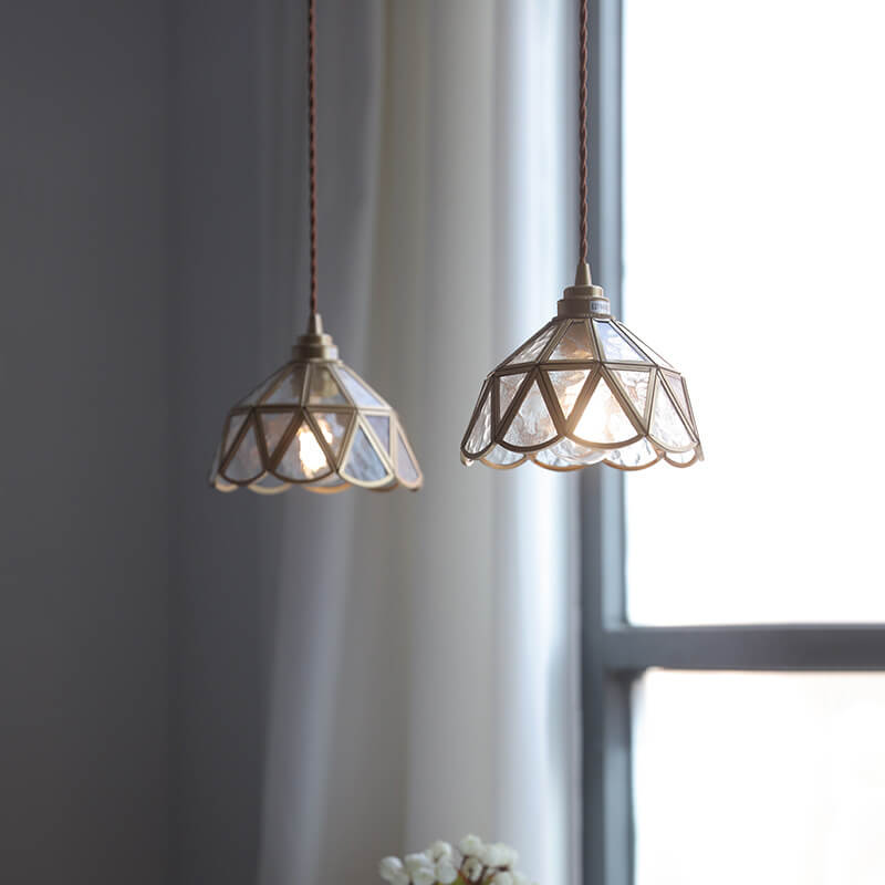 Geometra Vintage Pendelleuchte | Japanisches Design | Kupfer & Glas | Elegante Hängeleuchte