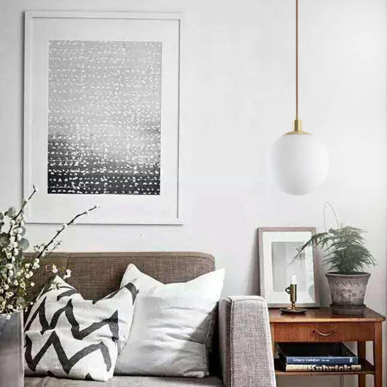 Orbilia Minimalistische Pendelleuchte | Weiße Kugel | Skandinavisches Design | Moderne Beleuchtung für Wohnräume