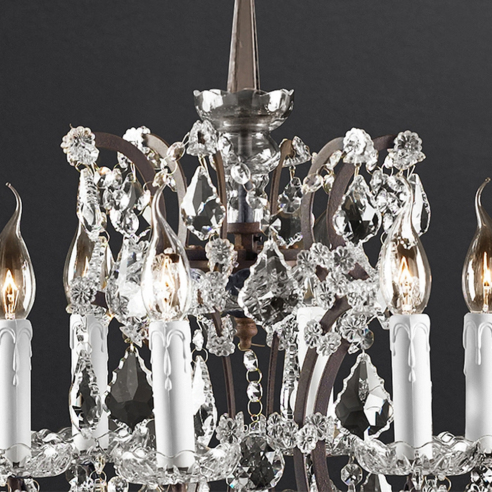 CrystalCrown Vintage Tischlampe mit Kandelaber-Design | Kristallverzierung | Eisenfuß | Deko für Schlafzimmer & Wohnzimmer