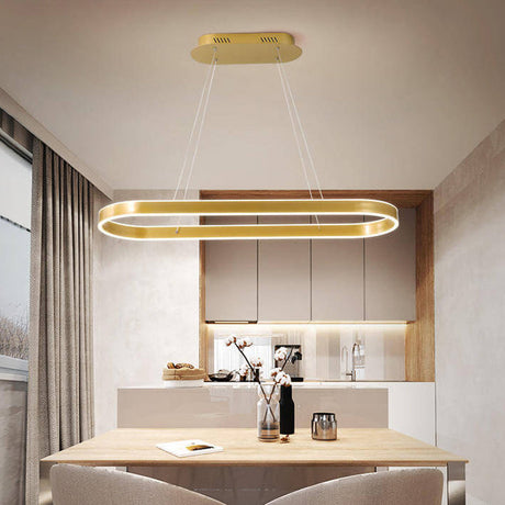 LumaOval Minimalistische LED Pendelleuchte | Ovales Aluminium-Design | Dimmbares Licht | Luxus Kronleuchter
