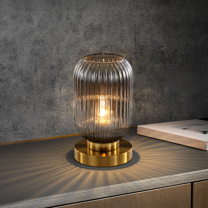 LunaStripe Nordic Design Glas Oval Tischlampe | 1 Licht | Dekorative Beleuchtung für Zuhause
