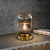 LunaStripe Nordic Design Glas Oval Tischlampe | 1 Licht | Dekorative Beleuchtung für Zuhause