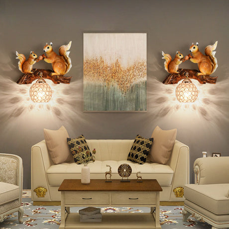 Crystanova Wandleuchte | Kreatives Eichhörnchen-Design | Kristall-Details | 1-flammige Lampe für Schlafzimmer