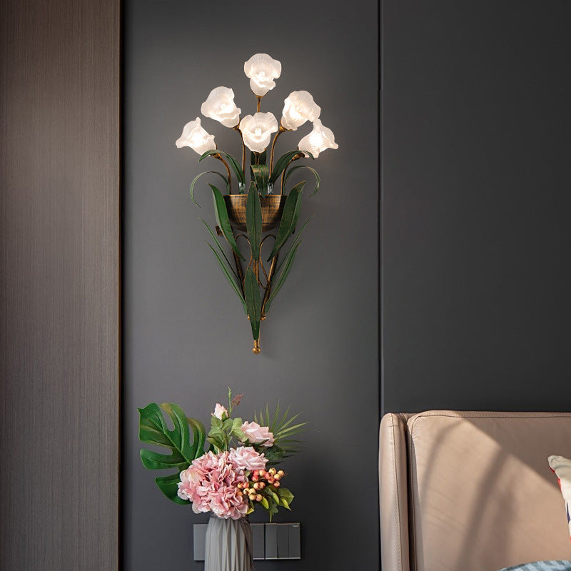 FloraLux Wandlampe | Modern Minimalist Design | 6/10-flammig | Glasblüten | Dekorative Beleuchtung