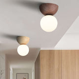 LumaFlair ZenGlow Japanischer Minimalismus LED Deckenleuchte | Holzoptik | Glasdesign | Runde Form | Flush Mount | Stilvolle Beleuchtung