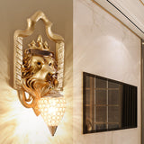 Regalia Luxe Löwenkopf Wandlampe | Vintage Laterne | Harz & Kristall | 1 Licht | Elegantes Design
