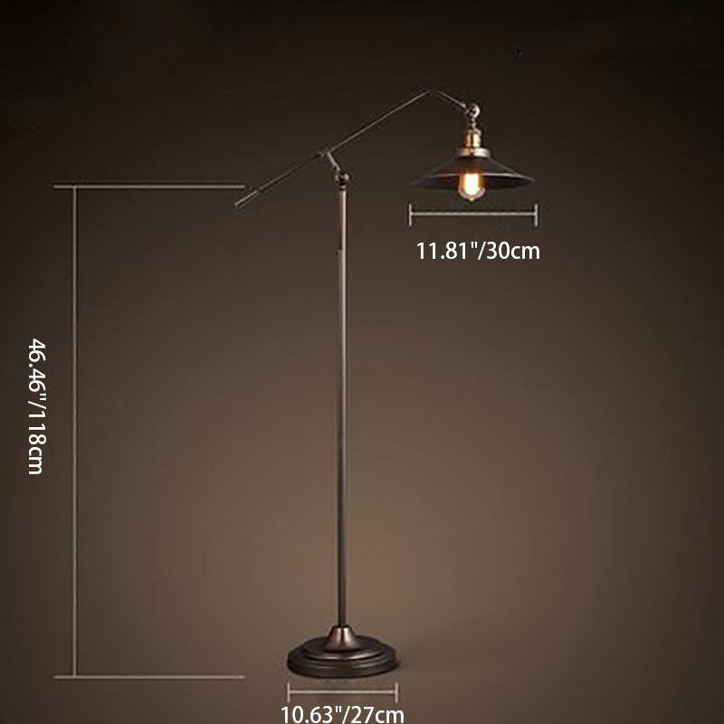 IronLoom Stehlampe mit langem Arm | Zylindrischer Lampenschirm | Industrielles Design für Schlafzimmer & Wohnzimmer