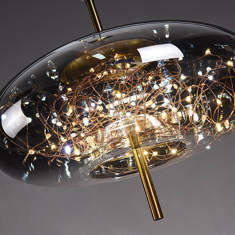 LumoSphere Nordic Pendelleuchte | Zylinder Oval Design | Glas-Lampe | Dimmbares LED Licht | Schlafzimmer & Wohnräume