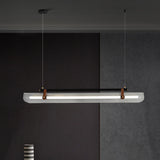 BrightAether ArcLED Pendelleuchte | Minimalistisch | Leder & Acryl | Lineares Design | Dimmbar | Stilvolle Beleuchtung für Essbereiche