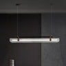 BrightAether ArcLED Pendelleuchte | Minimalistisch | Leder & Acryl | Lineares Design | Dimmbar | Stilvolle Beleuchtung für Essbereiche