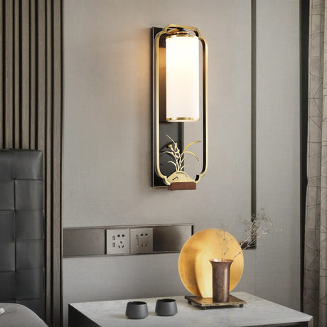 Luminaria Moderne Wandlampe | Kupfer & Glas | Chinesisches Design | Säulenring-Licht