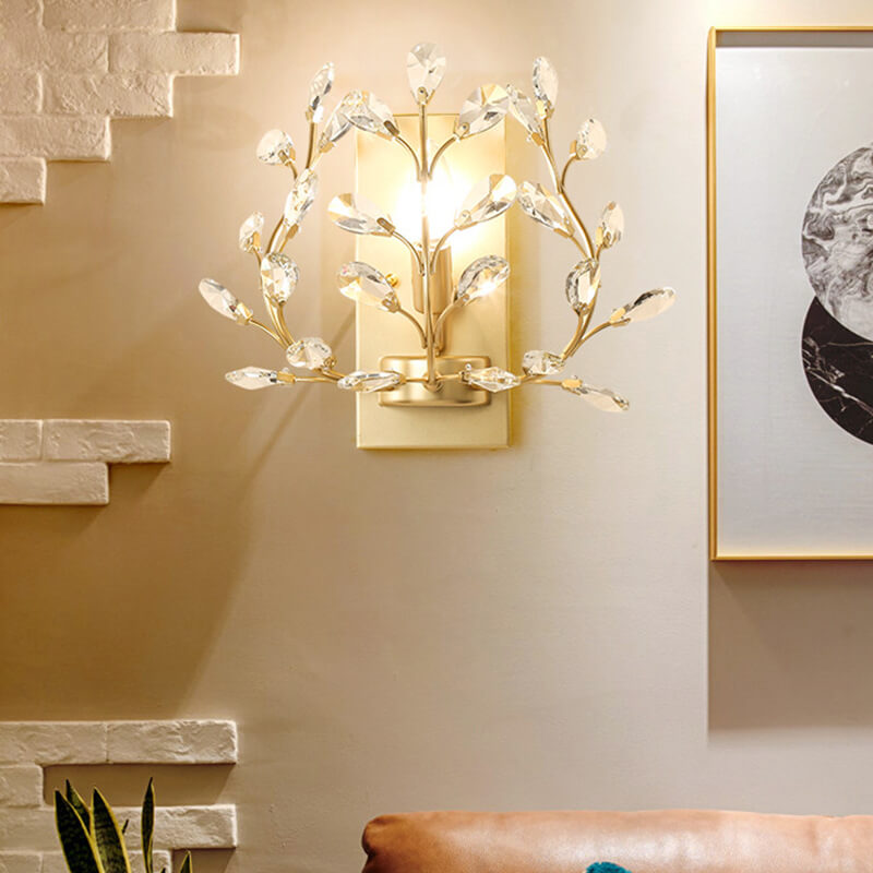 Luminis Wandleuchte | Luxus-Kristall-Design | Blattmotiv | 1-flammig & Modern