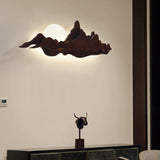 LunaPeak Moderne LED Wandlampe | Bergform Holz-Acryl Design | Wohnzimmer Beleuchtung