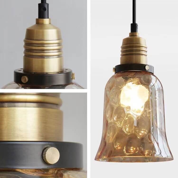 Glazenya Amber Pendelleuchte | Nordic Design | Wassermuster-Glaskuppel | Vintage 1-flammige Hängeleuchte