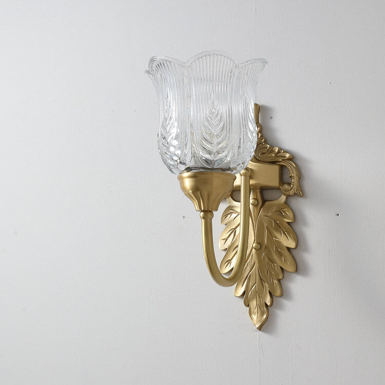 LustraBloom Vintage Wandleuchte | Messing & Glas | 1/2 Flammen | Elegantes Blütendesign