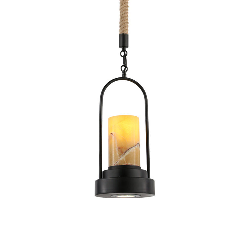 HempCandle Industrielle Pendelleuchte | Vintage Seil-Design | 1-flammige LED-Hängeleuchte | Rustikaler Stil