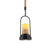 HempCandle Industrielle Pendelleuchte | Vintage Seil-Design | 1-flammige LED-Hängeleuchte | Rustikaler Stil