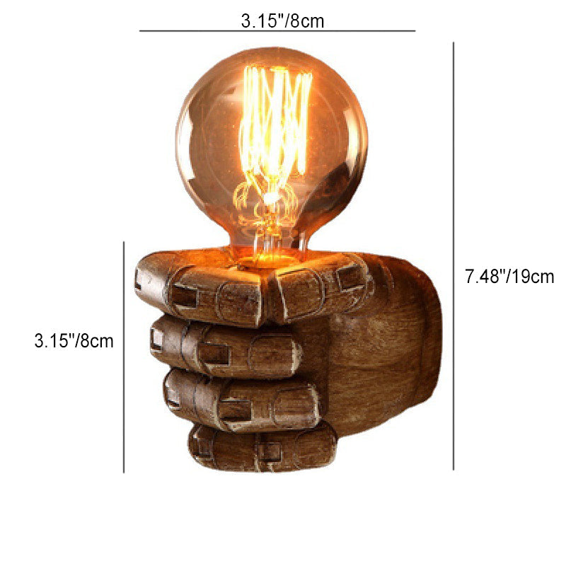 CastForte Vintage Wandlampe mit Harz-Faust-Design | 1 Licht | Einzigartige Beleuchtung für Wohnzimmer & Büro