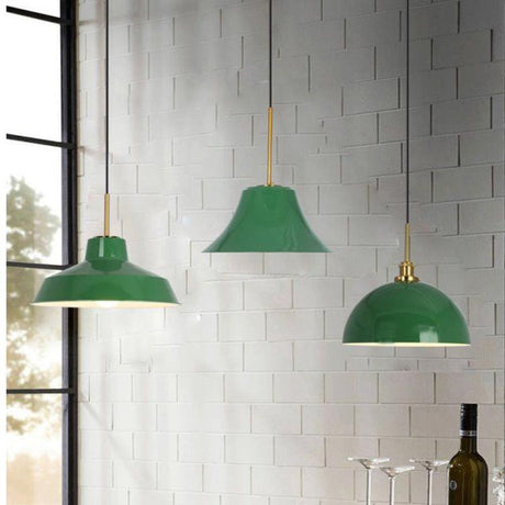RetroDome Industrielle Vintage Pendelleuchte | Grünes Eisen-Kuppeldesign | Einzellicht | Rustikale Deckenbeleuchtung