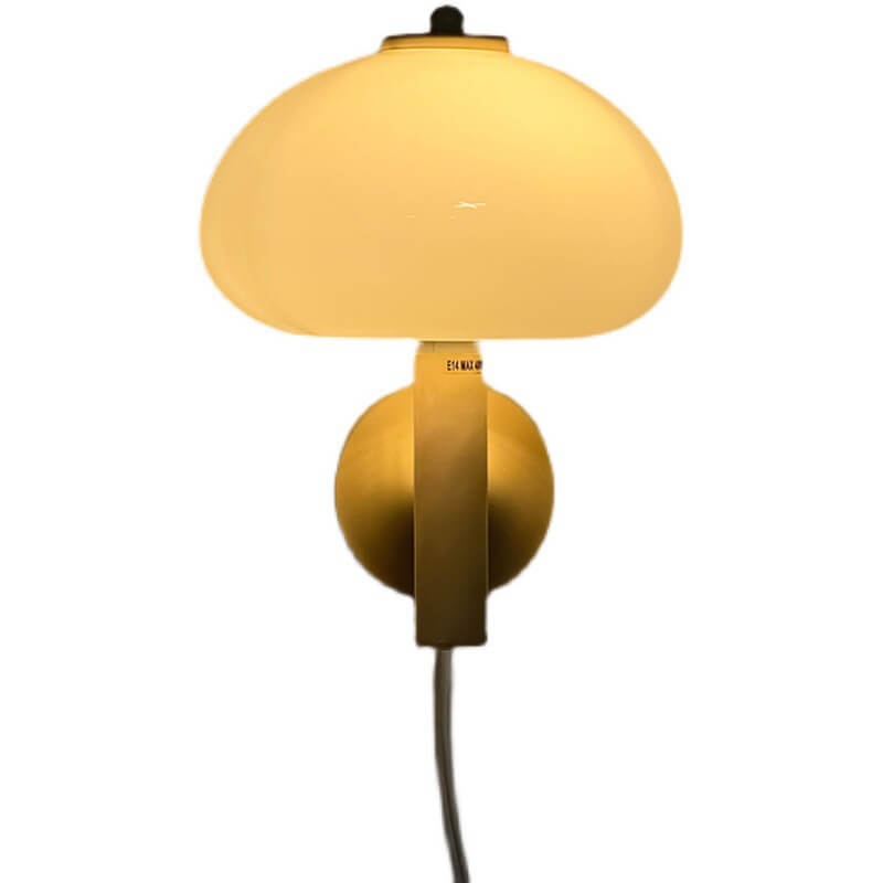 LumiMushroom Nordic Vintage Wandleuchte | Milchglas-Kuppel | Pilz-Design | 1-flammig | Dekorative Beleuchtung