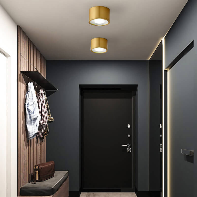 LumaBrass LED Deckenstrahler | Zylindrisches Design | Moderne Flush Mount Beleuchtung | Neutralweiß (4000K)