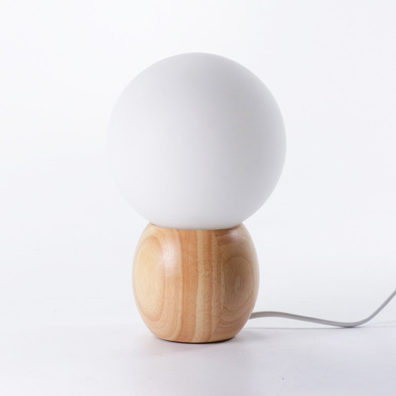 LuxeSphere Scandinavian Tischlampe | Holzsockel | Orb Glas-Design | Perfekt für Schlafzimmer & Wohnzimmer | Stimmungslicht