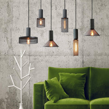 UrbanTaper Industrial Design Zement Pendelleuchte | Zylindrische Form | Moderner Look | Perfekt für Wohnzimmer