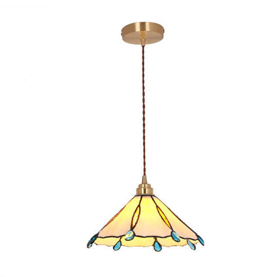 Glassoria Tiffany Pendelleuchte | Vintage Buntglas Design | Regenschirmform | Elegantes Licht für Zuhause