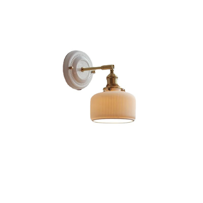 LumiZen Vintage Japanische Keramik & Messing Wandlampe | 1-Licht | Klassisches Design | Wohnzimmer Deko | Elegante Beleuchtung