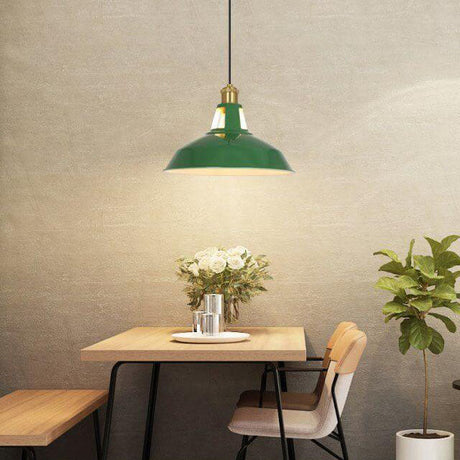RetroDome Industrielle Vintage Pendelleuchte | Grünes Eisen-Kuppeldesign | Einzellicht | Rustikale Deckenbeleuchtung