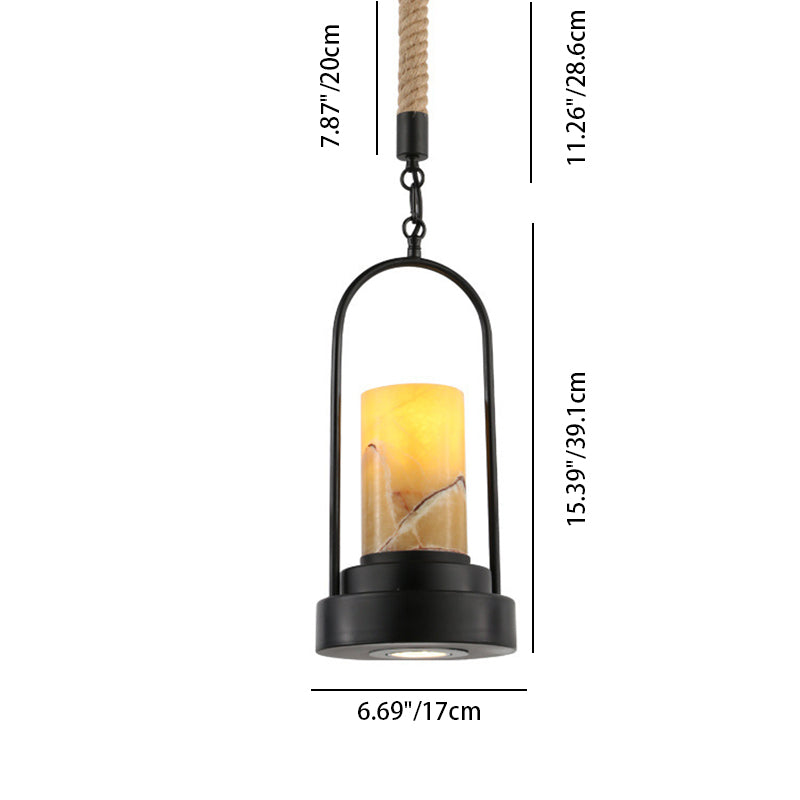 HempCandle Industrielle Pendelleuchte | Vintage Seil-Design | 1-flammige LED-Hängeleuchte | Rustikaler Stil
